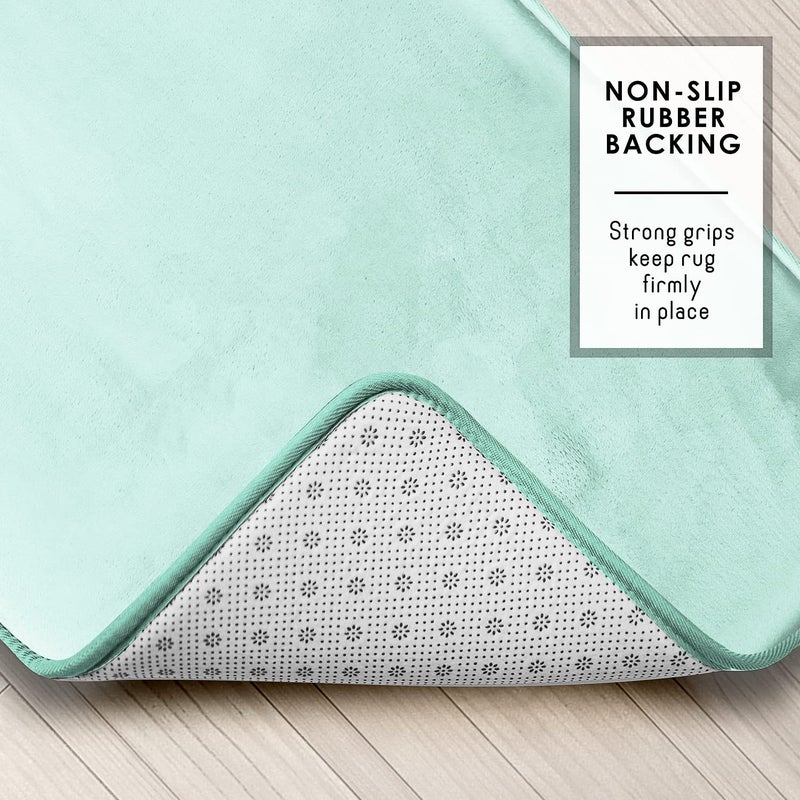 Clara Clark 3 Piece Bathroom Rugs Bath Mat Set, Velvet Memory Foam Bath Mats for Bathroom - Non-Slip, PVC Backing Bath Rugs, Washable - Dries Quickly, Blue - Image 4